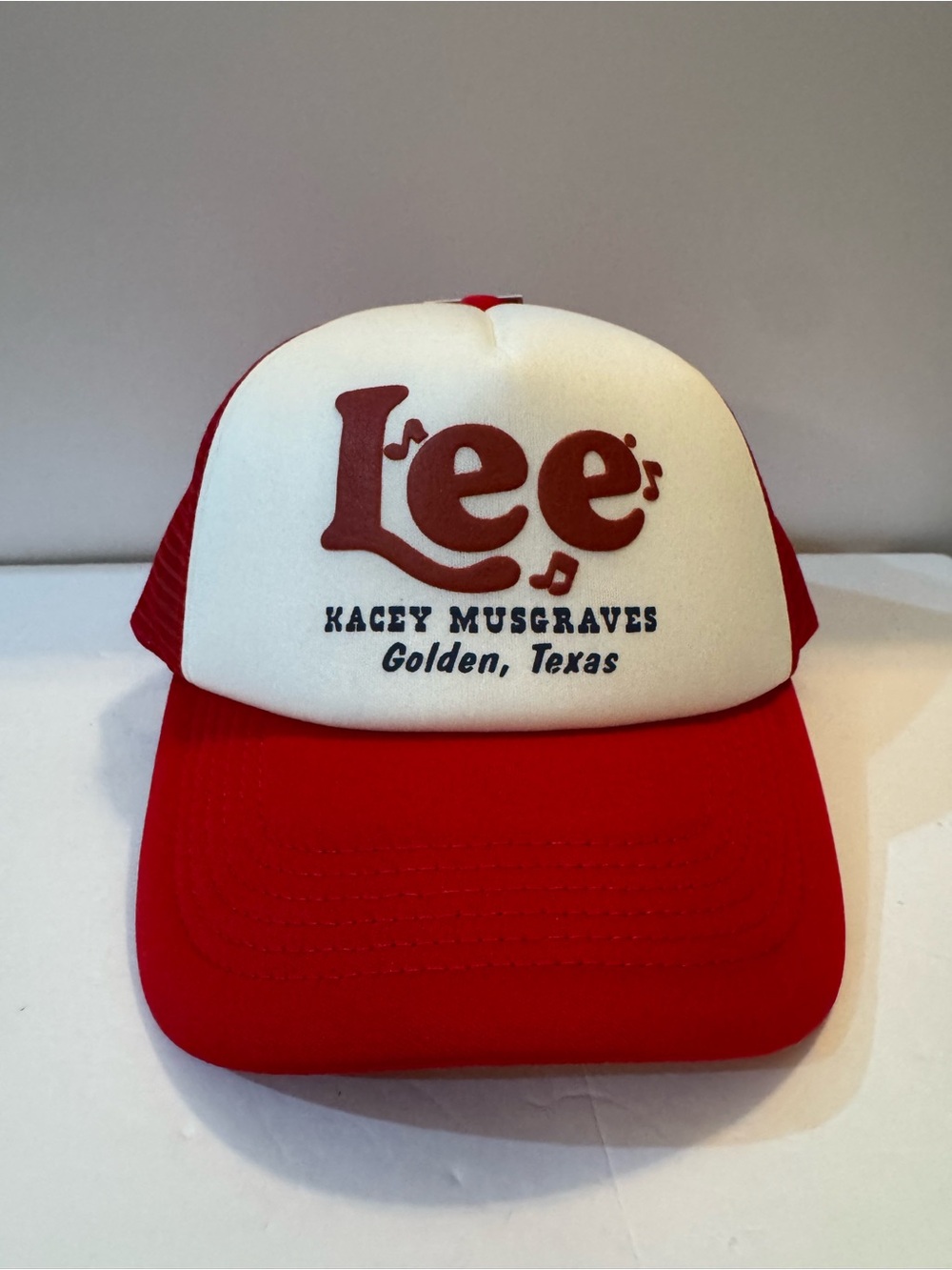 Kacey Lee Music Note Golden Texas Puff Print Trucker Hat